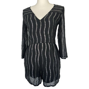 Castle Core Fairy Goth Bell Sl Abercrombie & Finch Black & sequin romper Sz 00
